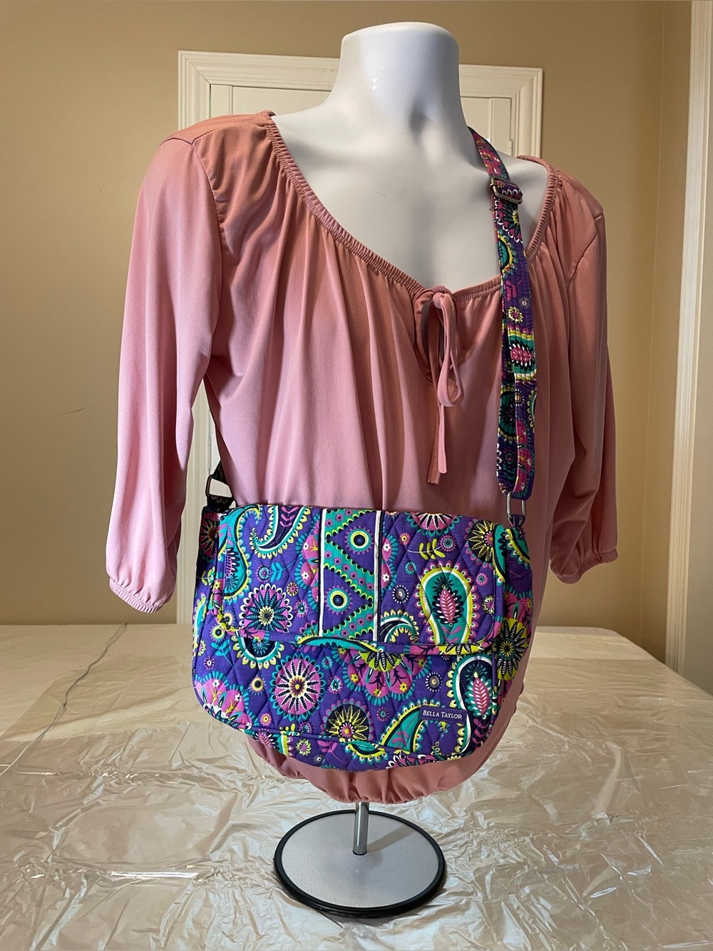 Bella Taylor Purple Paisley Quilted Cotton Crossbody Cottagecore Boho RETIRED